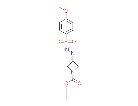 Molecular Structure of 1510865-67-4 (tert-butyl 3-(2-((4-methoxyphenyl)sulfonyl)hydrazineylidene)azetidine-1-carboxylate)