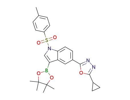 2-cyclopropyl-5-(3-(4,4,5,5-tetramethyl-1,3,2-dioxaborolan-2-yl)-1-tosyl-1H-indol-5-yl)-1,3,4-oxadiazole