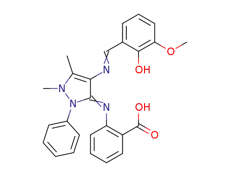 HO<sub>2</sub>CC<sub>6</sub>H<sub>4</sub>NCN(C<sub>6</sub>H<sub>5</sub>)N(CH<sub>3</sub>)C(CH<sub>3</sub>)CNCHC<sub>6</sub>H<sub>3</sub>(OCH<sub>3</sub>)OH