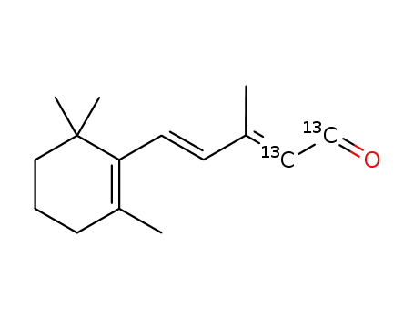 Molecular Structure of 100187-26-6 ([10,11-13C<sub>2</sub>]-(2E,4E)-3-methyl-5-(2,6,6-trimethylcyclohex-1-enyl)penta-2,4-dienal)