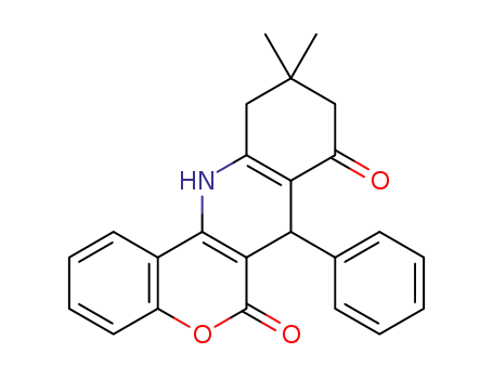Molecular Structure of 1372100-48-5 (10,10-dimethyl-7-phenyl-7,10,11,12-tetrahydro-6H-chromeno[4,3-b]quinoline-6,8(9H)-dione)