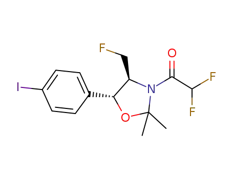 Molecular Structure of 1454906-86-5 (2,2-difluoro-1-((4S,5R)-4-(fluoromethyl)-5-(4-iodophenyl)-2,2-dimethyloxazolidin-3-yl)ethanone)