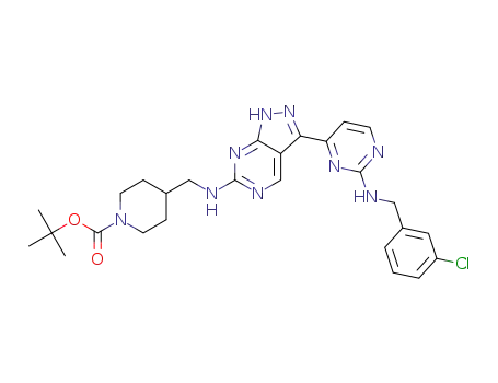 tert-butyl 4-((3-(2-(3-chlorobenzylamino)pyrimidin-4-yl)-1H-pyrazolo[3,4-d]pyrimidin-6-ylamino)methyl)piperidine-1-carboxylate
