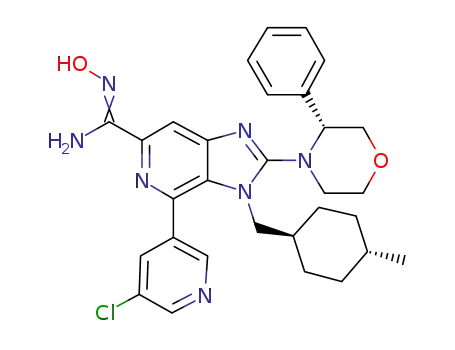 4-(5-chloropyridin-3-yl)-N'-hydroxy-3-[(trans-4-methylcyclohexyl)methyl]-2-[(3R)-3-phenylmorpholin-4-yl]-3H-imidazo[4,5-c]pyridine-6-carboximidamide