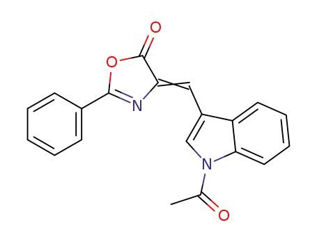 Molecular Structure of 77362-24-4 ((4Z)-4-[(1-acetyl-1H-indol-3-yl)methylidene]-2-phenyl-1,3-oxazol-5(4H)-one)