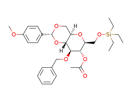 3-O-acetyl-2,6-anhydro-4-O-benzyl-5,7-O-p-methoxybenzylidene-1-O-triethylsilyl-D-glycero-D-gulo-heptitol