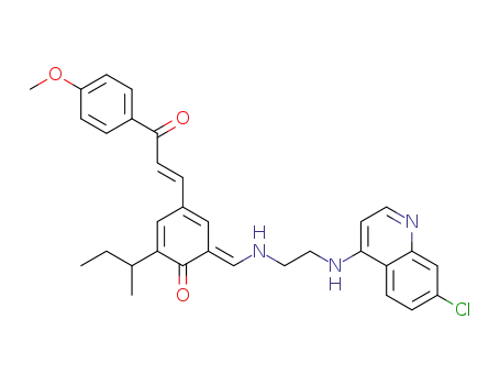 (E)-2-sec-butyl-6-((2-(7-chloroquinolin-4-ylamino)ethylamino)methylene)-4-((E)-3-(4-methoxyphenyl)-3-oxoprop-1-enyl)cyclohexa-2,4-dienone