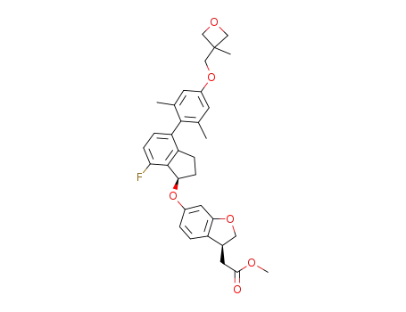 methyl 2-((S)-6-((R)-4-(2,6-dimethyl-4-((3-methyloxetan-3-yl)methoxy)phenyl)-7-fluoro-2,3-dihydro-1H-inden-1-yloxy)-2,3-dihydrobenzofuran-3-yl)acetate