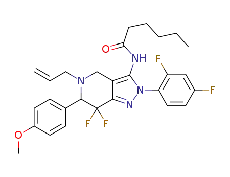N-(5-allyl-2-(2,4-difluorophenyl)-7,7-difluoro-6-(4-methoxyphenyl)-4,5,6,7-tetrahydro-2H-pyrazolo[4,3-c]pyridine-3-yl)hexanamide