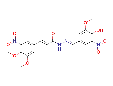 Molecular Structure of 1394115-32-2 ((2E)-3-(3,4-dimethoxy-5-nitrophenyl)-N'-[(1E)-(4-hydroxy-3-methoxy-5-nitrobenzylidene)]acrylohydrazide)