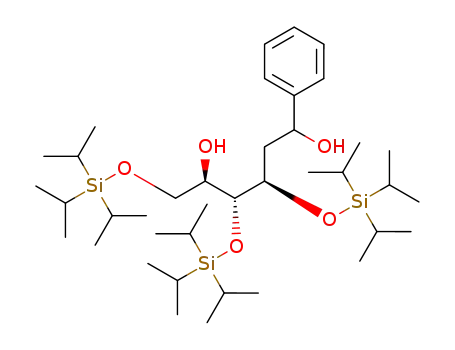 Molecular Structure of 1384173-50-5 (2-deoxy-1-C-phenyl-3,4,6-tris-O-(triisopropylsilyl)-D-arabino-hexitol)
