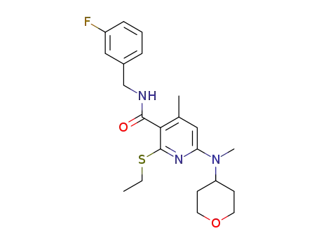 2-Ethylsulfanyl-N-[(3-fluorophenyl)-methyl]-4-methyl-6-(methyl-tetrahydro-pyran-4-yl-amino)-pyridine-3-carboxylic acid amide