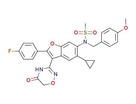 N-[5-cyclopropyl-2-(4-fluorophenyl)-3-(5-oxo-5,6-dihydro-4H-1,2,4-oxadiazin-3-yl)-1-benzofuran-6-yl]-N-(4-methoxybenzyl)methanesulfonamide