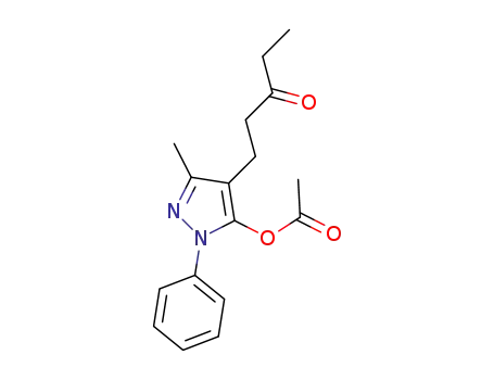 Molecular Structure of 1415230-85-1 (3-methyl-4-(3-oxopentyl)-1-phenyl-1H-pyrazol-5-yl acetate)