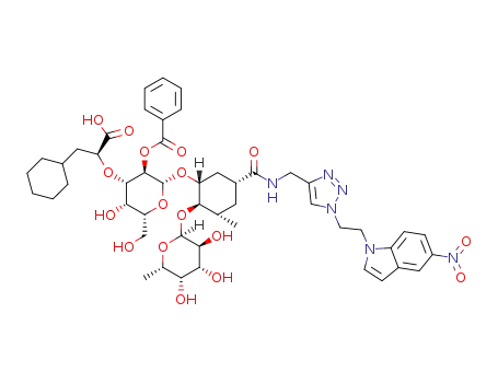 (1R,3R,4R,5S)-3-[2-O-benzoyl-3-O-((1S)-1-carboxy-2-cyclohexylethyl)-(β-D-galactopyranosyl)oxy]-4-[(α-L-fucopyranosyl)oxy]-5-methyl-N-({1-[2-(5-nitro-1H-indol-1-yl)ethyl]-1H-1,2,3-triazol-4-yl}methyl)cyclohexanecarboxamide