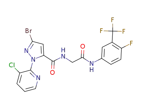 Molecular Structure of 1423020-29-4 (3-bromo-1-(3-chloropyridin-2-yl)-N-(2-((4-fluoro-3-(trifluoromethyl)phenyl)amino)-2-oxoethyl)-1H-pyrazole-5-carboxamide)
