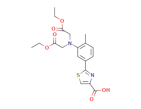 Molecular Structure of 1190893-33-4 (2-{3-[bis(2-ethoxy-2-oxoethyl)amino]-4-methylphenyl}-1,3-thiazole-4-carboxylic acid)