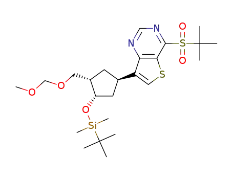 Molecular Structure of 1370008-75-5 (tert-butyl-[(1S,2S)-(4R)-4-(4-tert-butylsulfonylthieno[3,2-d]pyrimidin-7-yl)-2-(methoxymethoxymethyl)cyclopentoxy]-dimethyl-silane)