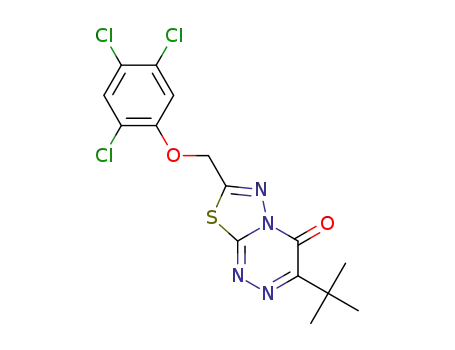 Molecular Structure of 1621091-21-1 (3-tert-butyl-7-[(2,4,5-trichlorophenoxy)methyl]-4H-[1,3,4]thiadiazolo[2,3-c][1,2,4]triazin-4-one)