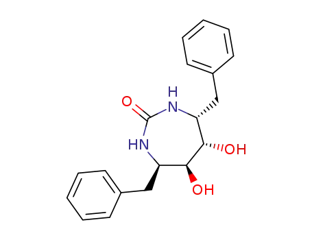 Molecular Structure of 153223-11-1 ((4R,5S,6S,7R)-4,7-dibenzyl-5,6-dihydroxy-1,3-diazepan-2-one)