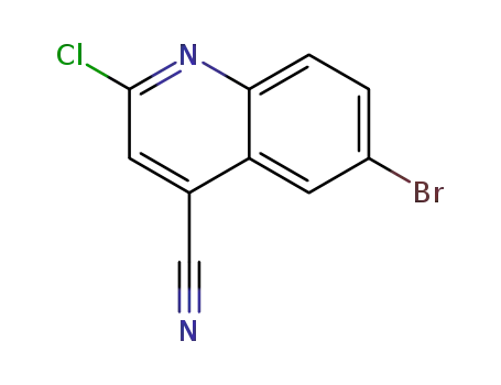 Molecular Structure of 286430-90-8 (4-Quinolinecarbonitrile,  6-bromo-2-chloro-)