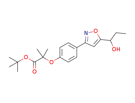 Molecular Structure of 1621513-92-5 (tert-butyl 2-(4-(5-(1-hydroxypropyl)isoxazol-3-yl)phenoxy)-2-methylpropanoate)