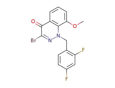 Molecular Structure of 1204652-86-7 (3-Bromo-1-(2,4-difluorobenzyl)-8-methoxycinnolin-4(1H)-one)
