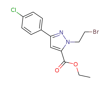 Molecular Structure of 1101861-37-3 (ethyl 3-(4-chlorophenyl)-1-(2-bromoethyl)-1H-pyrazole-5-carboxylate)
