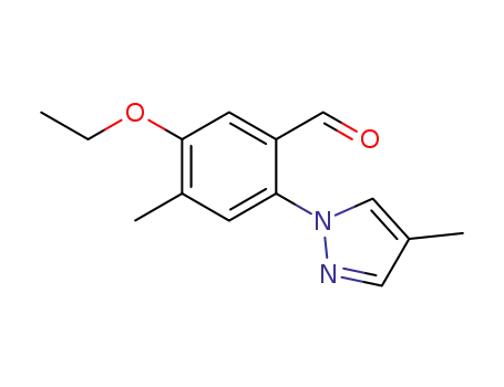 Molecular Structure of 1360913-87-6 (5-ethoxy-4-methyl-2-(4-methyl-1H-pyrazol-1-yl)benzaldehyde)