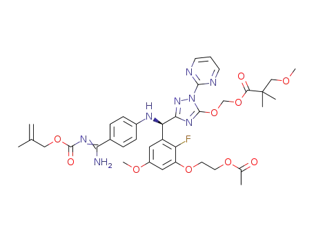 3-methoxy-2,2-dimethylpropionic acid 5-[(R)-[3-(2-acetoxyethoxy)-2-fluoro-5-methoxyphenyl]-(4-{amino[2-methylallyloxycarbonylimino]methyl}phenylamino)methyl]-2-pyrimidin-2-yl-2H-[1,2,4]triazol-3-yloxymethyl ester