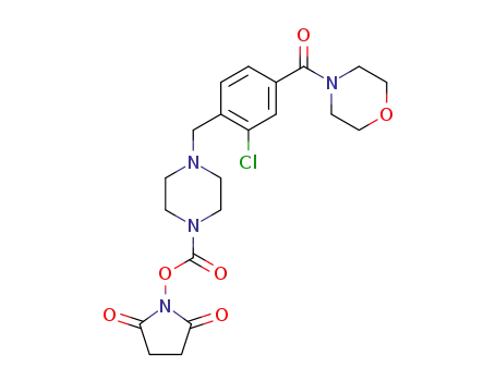 Molecular Structure of 1460036-67-2 (2,5-dioxopyrrolidin-1-yl 4-{[2-chloro-4-(morpholine-4-carbonyl)phenyl]methyl}piperazine-1-carboxylate)