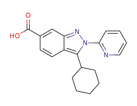 Molecular Structure of 1352083-27-2 (3-cyclohexyl-2-(pyridin-2-yl)-2H-indazole-6-carboxylic acid)