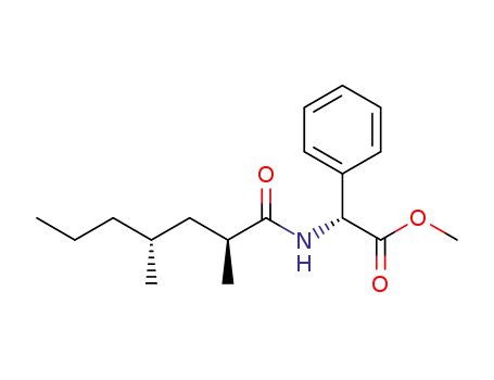 Molecular Structure of 1383381-19-8 (methyl (R)-2-((2S,4R)-2,4-dimethylheptanamido)-2-phenylacetate)
