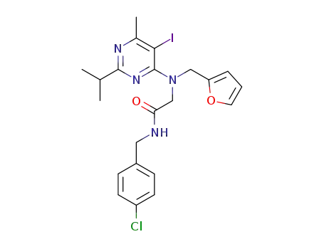 N-(4-chlorobenzyl)-2-[furan-2-ylmethyl-(5-iodo-2-isopropyl-6-methylpyrimidin-4-yl)-amino]-acetamide