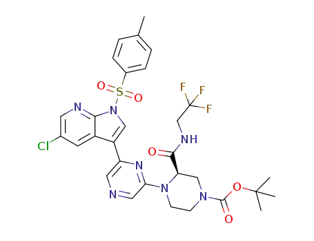 tert-butyl (3R)-4-(6-{5-chloro-1-[(4-methylphenyl)sulfonyl]-1H-pyrrolo[2,3-b]pyridin-3-yl}pyrazin-2-yl)-3-[(2,2,2-trifluoroethyl)carbamoyl]piperazine-1-carboxylate