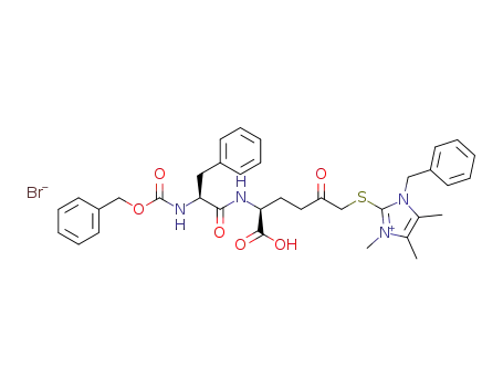 2-[[2-(benzyloxycarbonylamino)-3-phenyl-propanoyl]amino]-6-(1-benzyl-3,4,5-trimethyl-imidazol-3-ium-2-yl)sulfanyl-5-oxo-hexanoic acid bromide