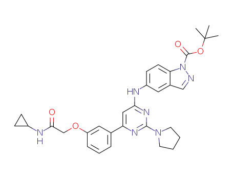 tert-butyl 5-(6-(3-(2-(cyclopropylamino)-2-oxoethoxy)phenyl)-2-(pyrrolidin-1-yl)pyrimidin-4-ylamino)-1H-indazole-1-carboxylate