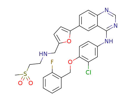 Molecular Structure of 1393112-45-2 (N-{3-chloro-4-[(2-fluorobenzyl)oxy]phenyl}-6-[5-({[2-(methylsulfonyl)ethyl]amino}methyl)furan-2-yl]quinazoline-4-amine)