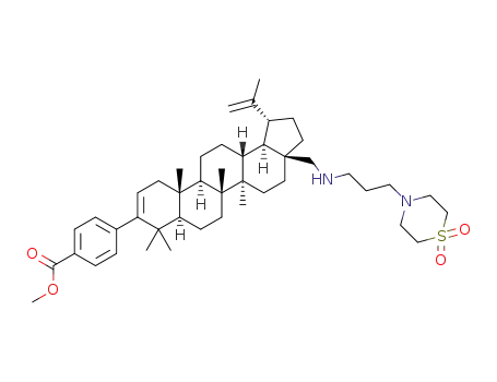 methyl 4-((1R,3aS,5aR,5bR,7aR,11aS,11bR,13aR,13bR)-5a,5b,8,8,11a-pentamethyl-1-(prop-1-en-2-yl)-3a-((3-(1-dioxo-thiomorpholino)propylamino)methyl)-2,3,3a,4,5,5a,5b,6,7,7a,8,11,11a,11b,12,13,13a,13b-octadecahydro-1H-cyclopenta[a]chrysen-9-yl)benzoate