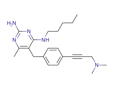 Molecular Structure of 1256498-86-8 (5-(4-(3-(dimethylamino)prop-1-ynyl)benzyl)-6-methyl-N<sub>4</sub>-pentylpyrimidine-2,4-diamine)