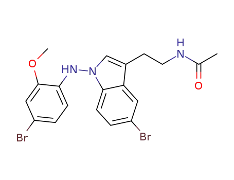Molecular Structure of 1383939-52-3 (N-(2-(5-bromo-1-((4-bromo-2-methoxyphenyl)amino)indol-3-yl)ethyl)acetamide)