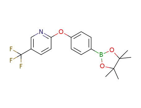 Molecular Structure of 1355052-60-6 (2-(4-(4,4,5,5-tetramethyl-1,3,2-dioxaborolan-2-yl)phenoxy)-5-(trifluoromethyl)pyridine)