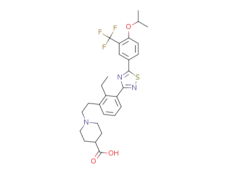 1-(2-ethyl-3-(5-(4-isopropoxy-3-(trifluoromethyl)phenyl)-1,2,4-thiadiazol-3-yl)phenethyl)piperidine-4-carboxylic acid