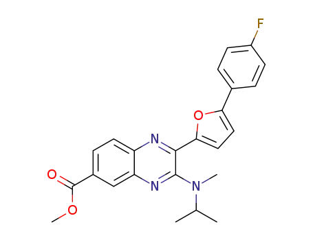 Molecular Structure of 1396753-08-4 (methyl 2-[5-(4-fluorophenyl)furan-2-yl]-3-[methyl(propan-2-yl)amino]quinoxaline-6-carboxylate)