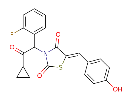 (Z)-3-(2-cyclopropyl-1-(2-fluorophenyl)-2-oxoethyl)-5-(4-hydroxybenzylidene)thiazolidine-2,4-dione