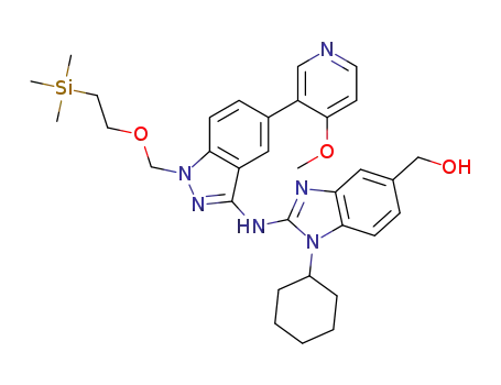 (1-cyclohexyl-2-(5-(4-methoxypyridin-3-yl)-1-((2-(trimethylsilyl)ethoxy)methyl)-1H-indazol-3-ylamino)-1H-benzo[d]imidazol-5-yl)methanol