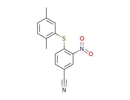 Molecular Structure of 1252681-55-2 (4-(2,5-dimethylphenylthio)-3-nitrobenzonitrile)