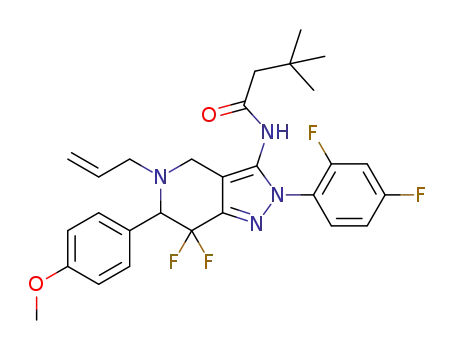 N-(5-allyl-2-(2,4-difluorophenyl)-7,7-difluoro-6-(4-methoxyphenyl)-4,5,6,7-tetrahydro-2H-pyrazolo[4,3-c]pyridine-3-yl)-3,3-dimethylbutanamide