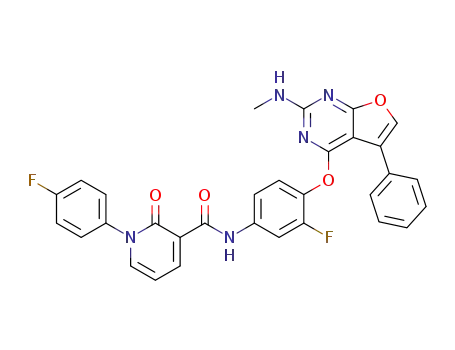N-(3-fluoro-4-(2-(methylamino)-5-phenylfuro[2,3-d]pyrimidin-4-yloxy)phenyl)-1-(4-fluorophenyl)-2-oxo-1,2-dihydropyridine-3-carboxamide