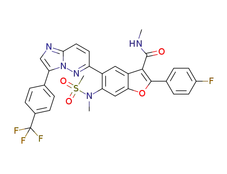 2-(4-fluorophenyl)-N-methyl-6-(N-methylmethylsulfonamido)-5-(3-(4-(trifluoromethyl)phenyl)imidazo[1,2-b]pyridazin-6-yl)benzofuran-3-carboxamide